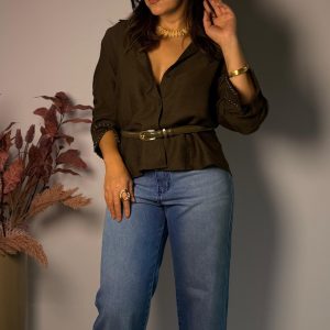 Camisa de Crepe Verde Militar